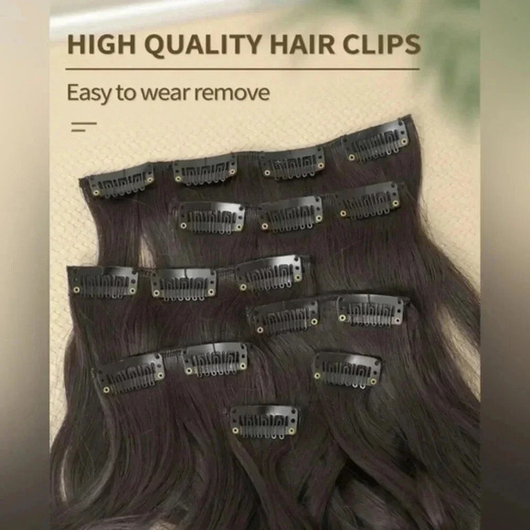 22 Inch Dark Brown Wavy Clip in Hair Extensions - Picture 6 of 10